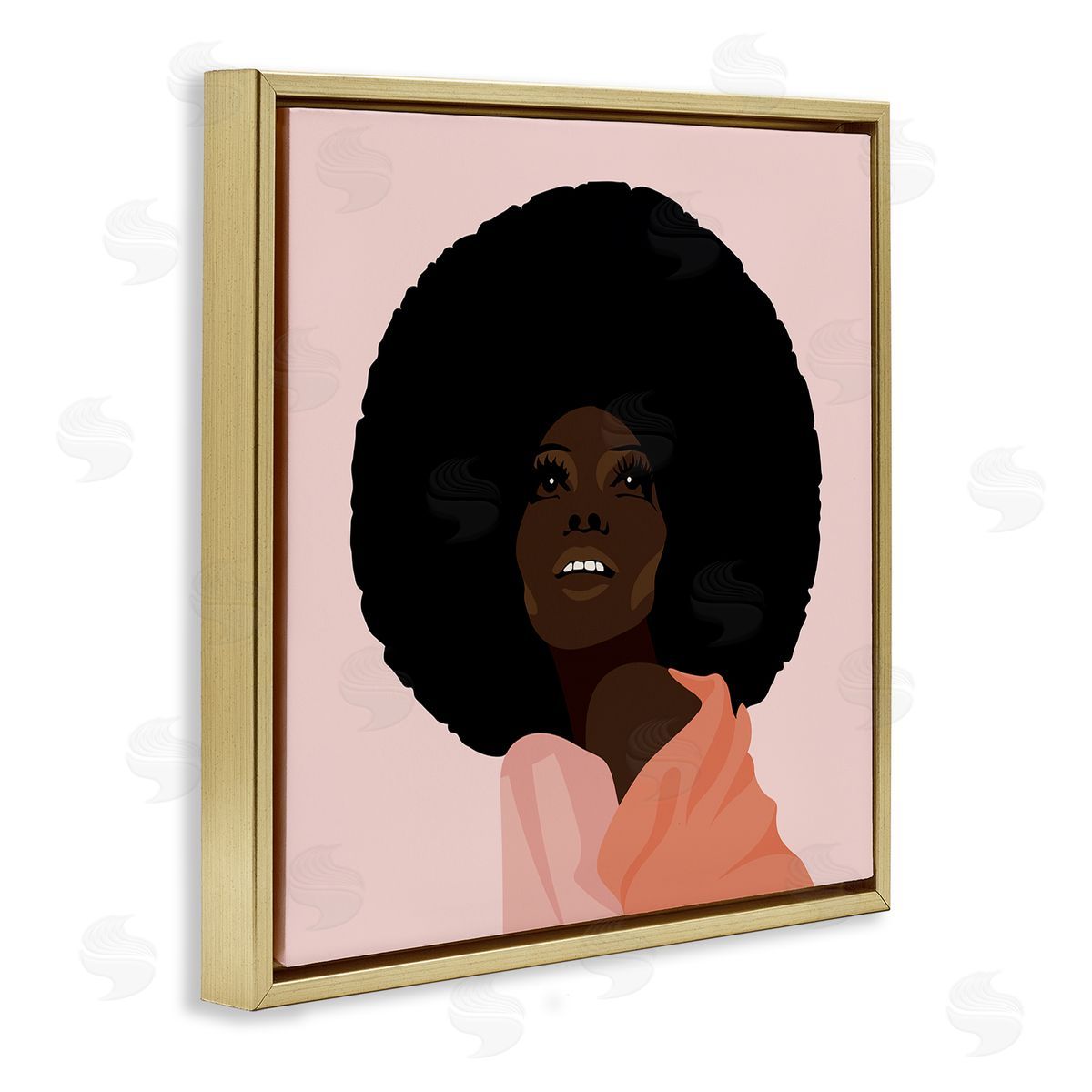 Jennifer Ellory African American Woman Wearing Pink Glam Fashion Gold Floating Frame Canvas Wall Art Print
