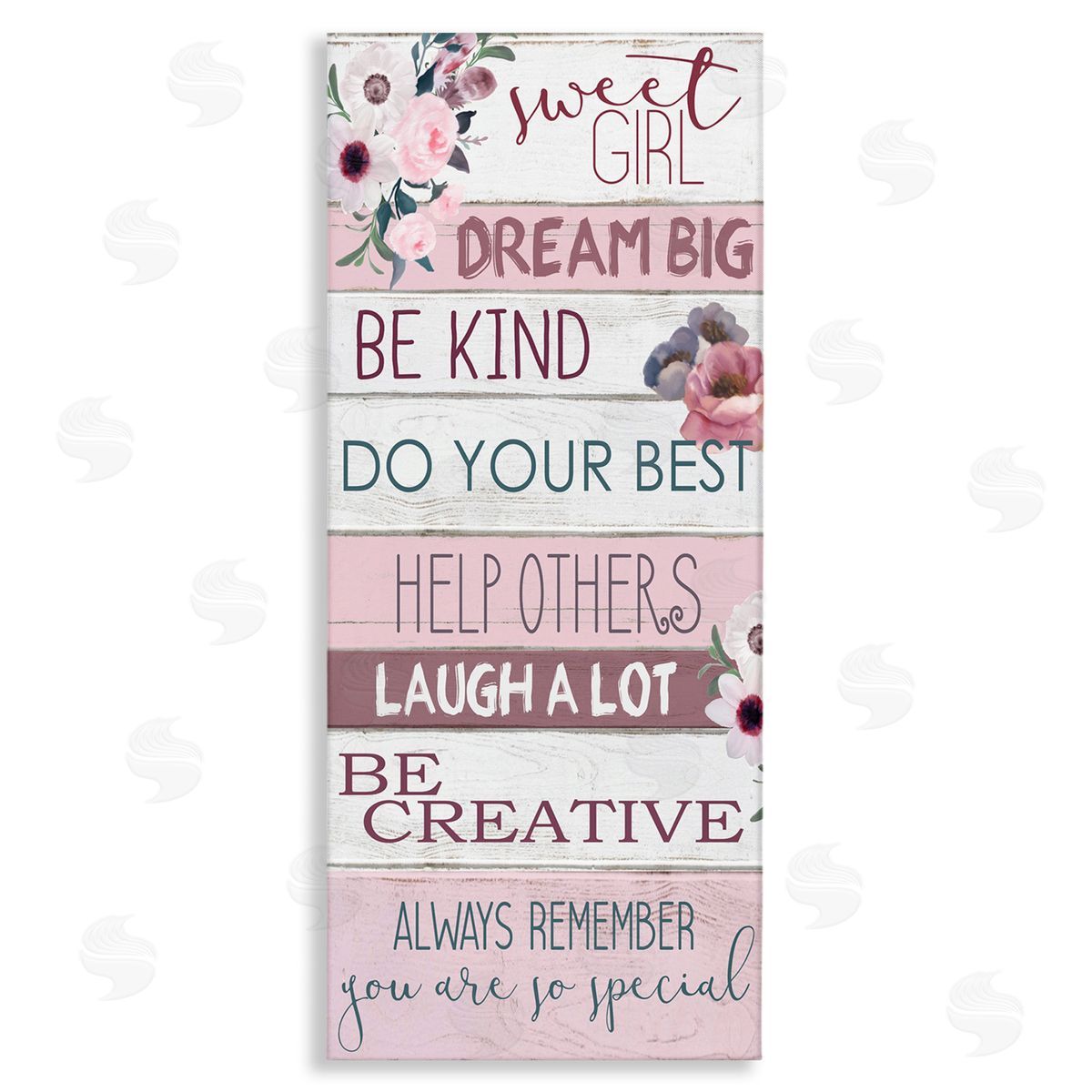 Sweet Girl Inspirational Phrases Canvas Wall Art, Home Decor by Kim Allen