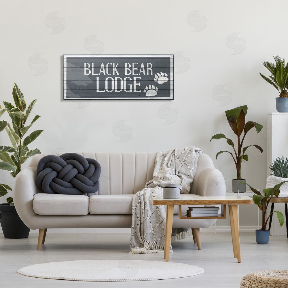 Kim Allen Black Bear Lodge Sign Rustic Animal Footprints