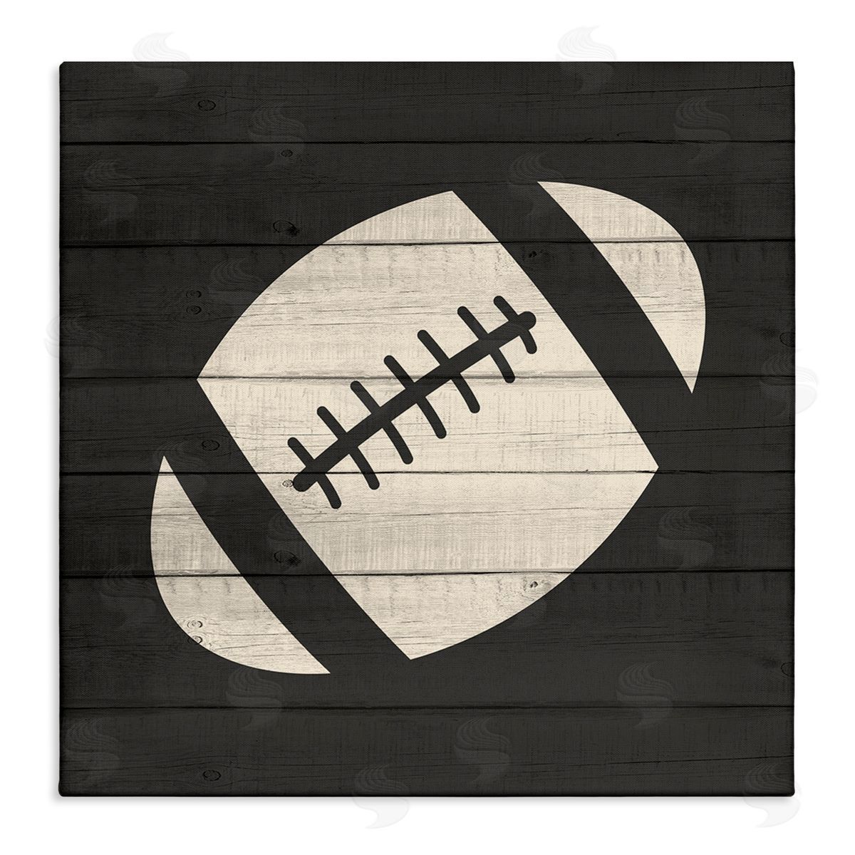 Kim Allen Football Shape Sports Planked Country Pattern Stretched Canvas Wall Art Print
