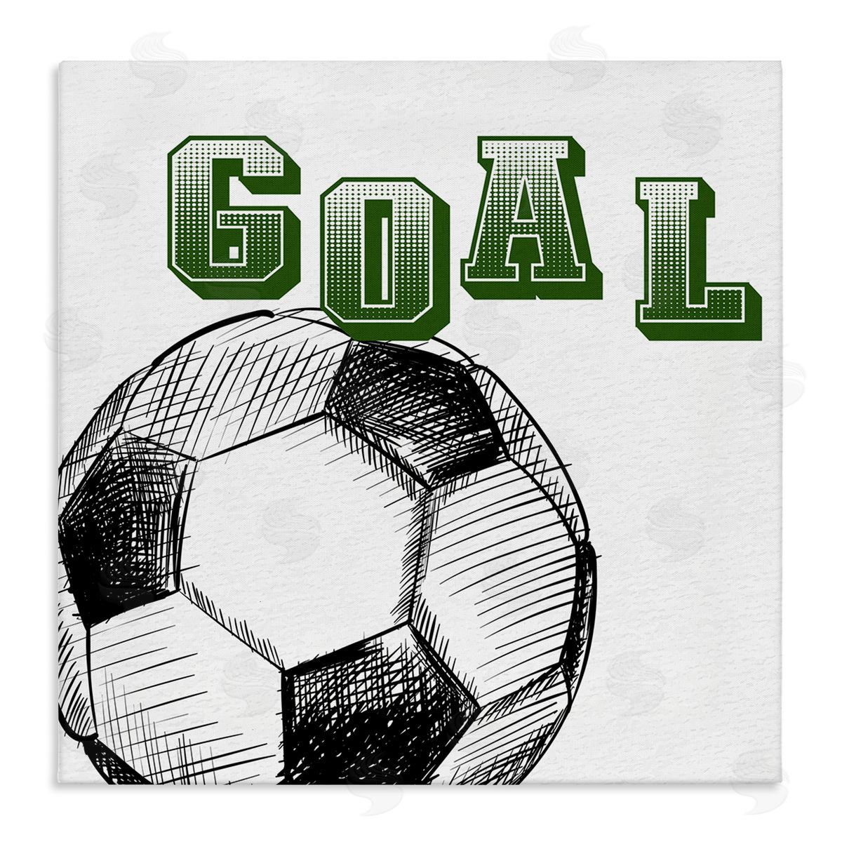 Kim Allen Goal Soccer Ball Sports Green Varsity Typography Stretched Canvas Wall Art Print
