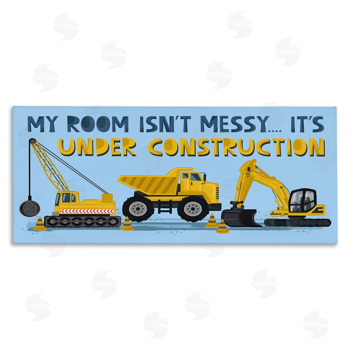 Lisa Perry Whitebutton My Room's Under Construction Kids' Sign Yellow Vehicles
