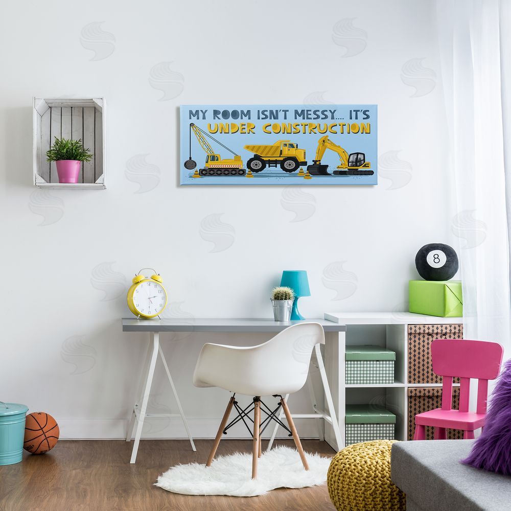 Lisa Perry Whitebutton My Room's Under Construction Kids' Sign Yellow Vehicles