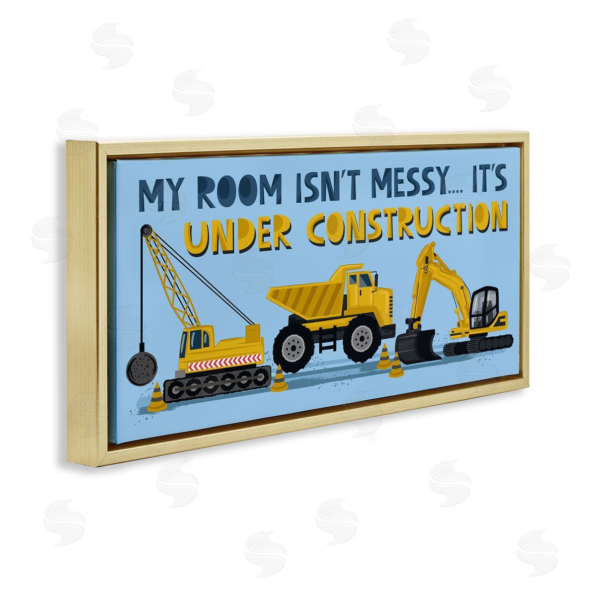 Lisa Perry Whitebutton My Room's Under Construction Kids' Sign Yellow Vehicles