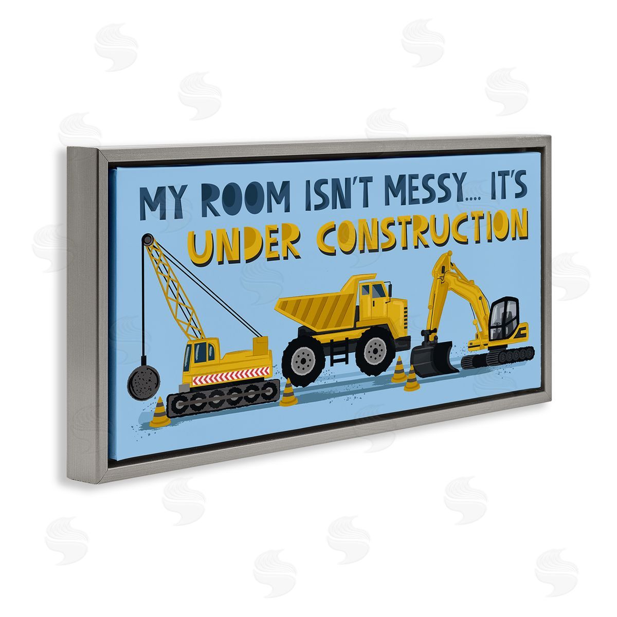 Lisa Perry Whitebutton My Room's Under Construction Kids' Sign Yellow Vehicles