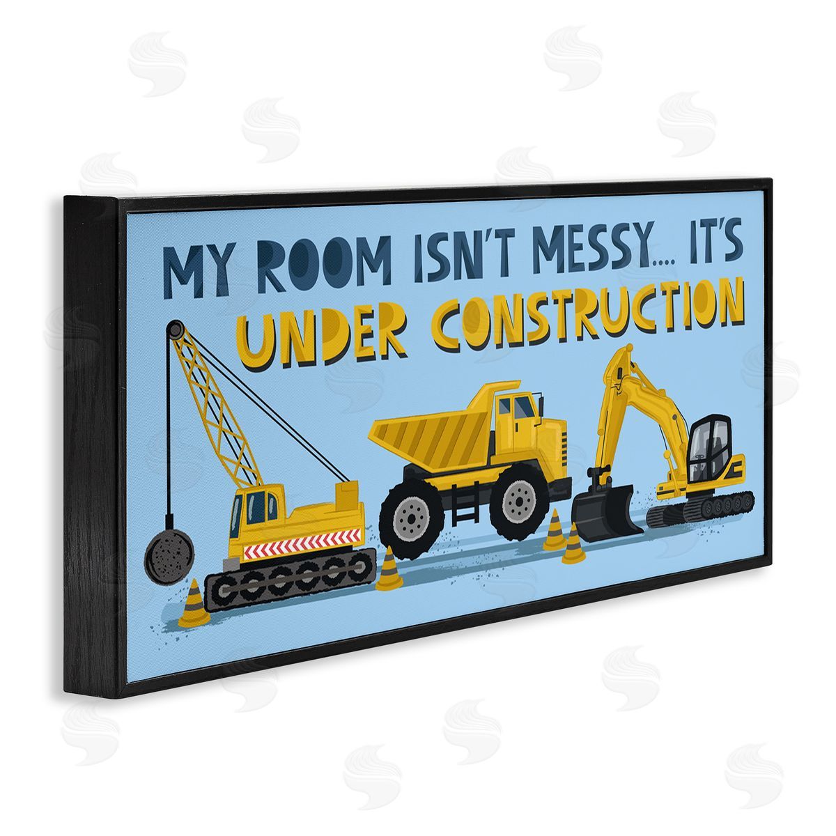 Lisa Perry Whitebutton My Room's Under Construction Kids' Sign Yellow Vehicles