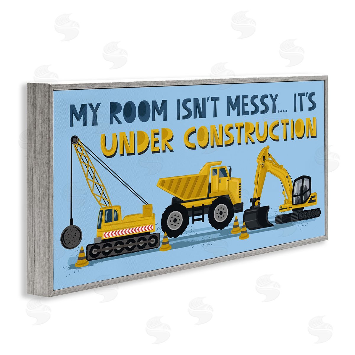 Lisa Perry Whitebutton My Room's Under Construction Kids' Sign Yellow Vehicles