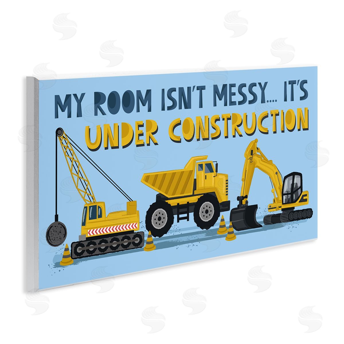 Lisa Perry Whitebutton My Room's Under Construction Kids' Sign Yellow Vehicles