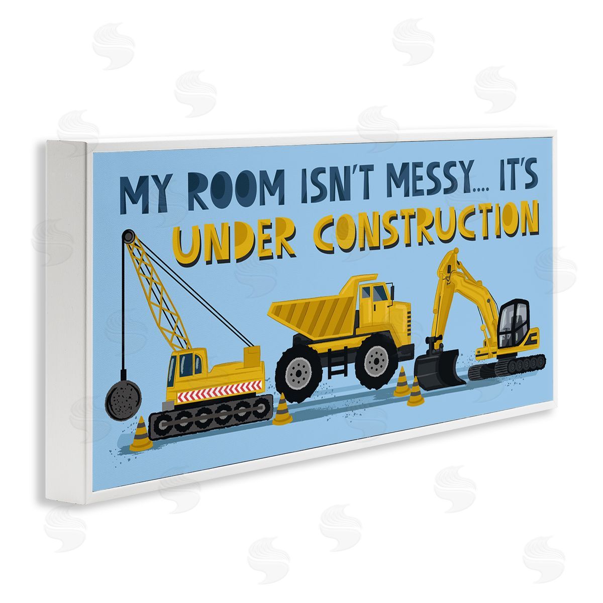 Lisa Perry Whitebutton My Room's Under Construction Kids' Sign Yellow Vehicles