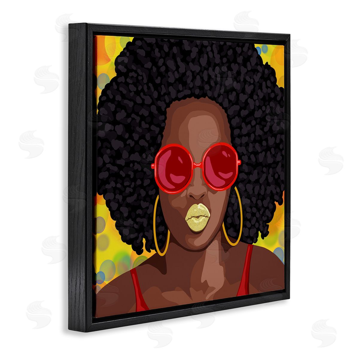 Marcus Prime Modern Glamour Pop Cosmetic Female Portrait Bold Lips Black Floating Frame Canvas Wall Art Print