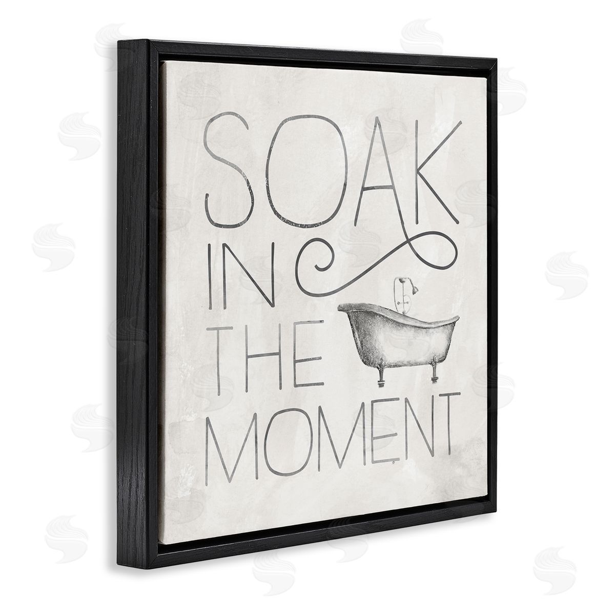 Vintage Bathroom Soak Phrase Black Floating Frame Canvas Wall Art, Home Decor by Nina Pierce
