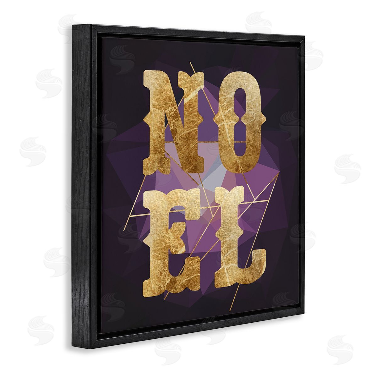 Stupell Studio Noel Typography Purple Geometric Shapes Glam Christmas Black Floating Frame Canvas Wall Art Print