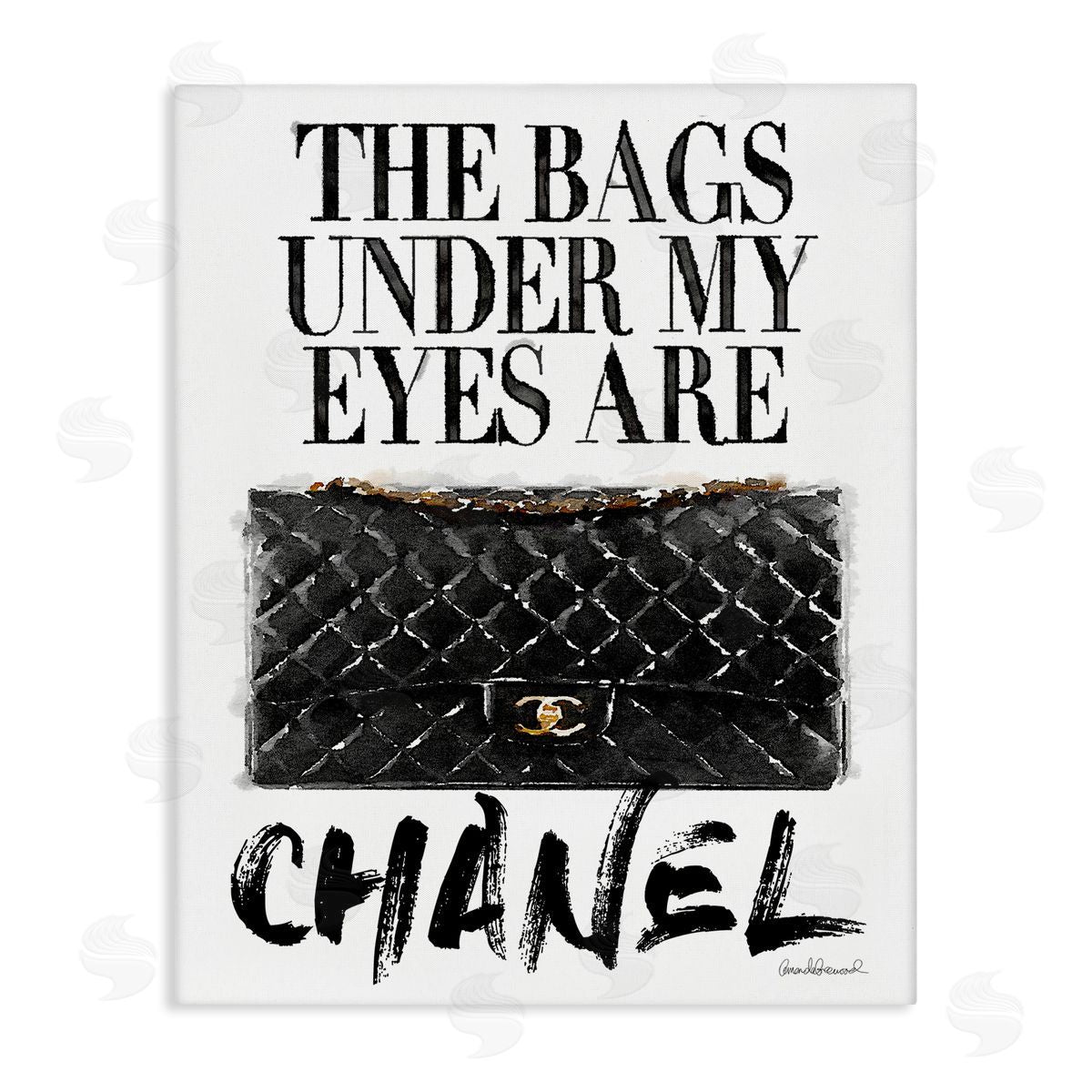 Glam Bags Under My Eyes Canvas Wall Art, Home Decor by Amanda Greenwood