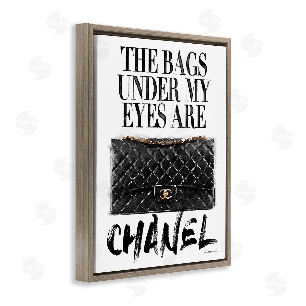 Glam Bags Under My Eyes Brown Floating Frame Canvas Wall Art, Home Decor by Amanda Greenwood