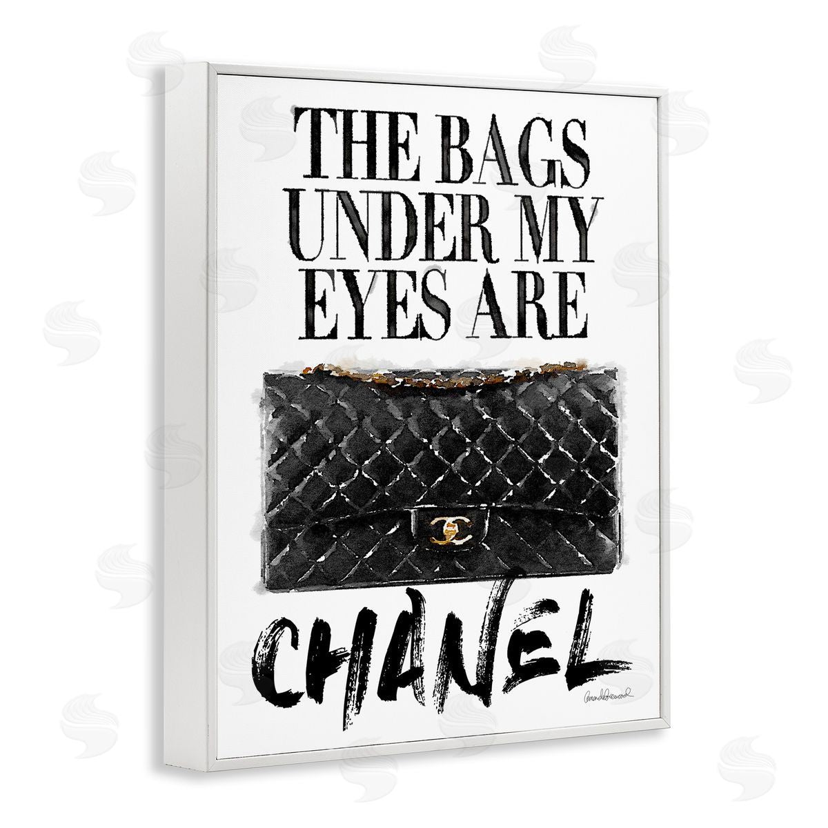 Glam Bags Under My Eyes White Frame Print Wall Art, Home Decor by Amanda Greenwood