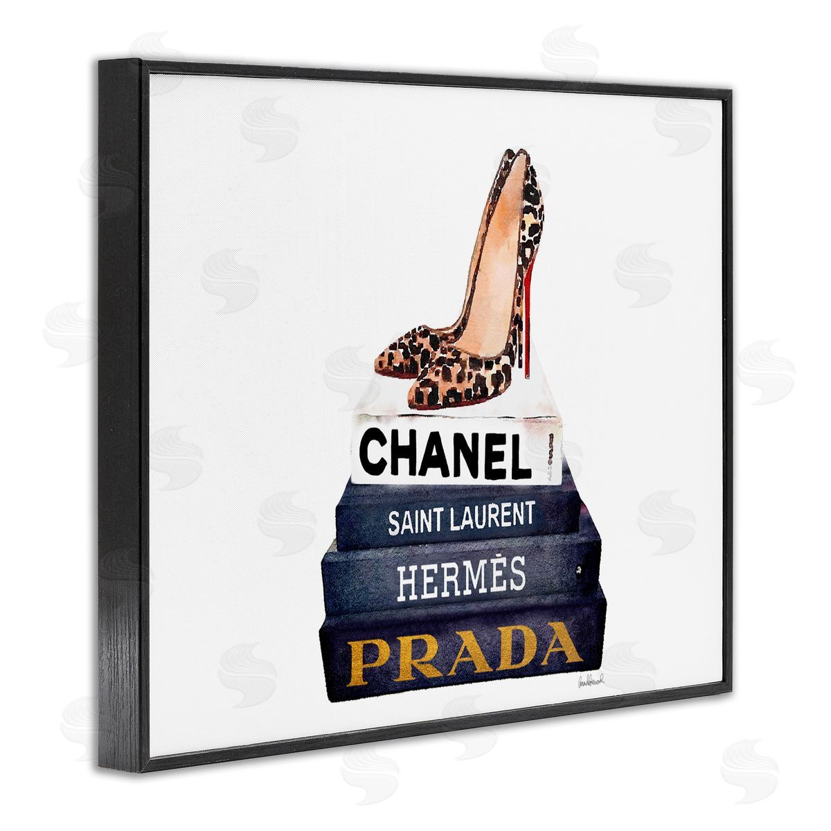 Glam Fashion Book Set Black Frame Print Wall Art, Home Decor by Amanda Greenwood