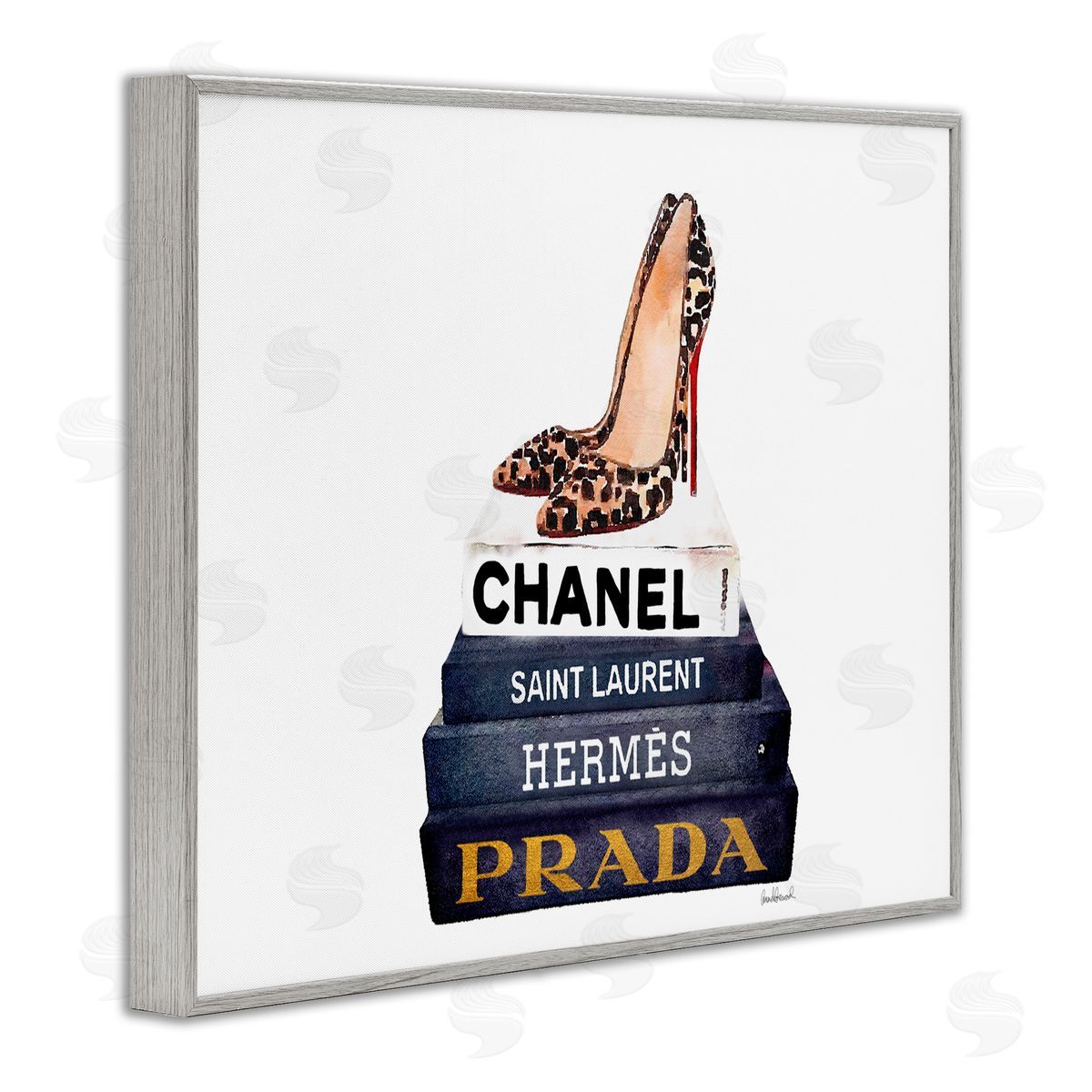 Glam Fashion Book Set Grey Frame Print Wall Art, Home Decor by Amanda Greenwood