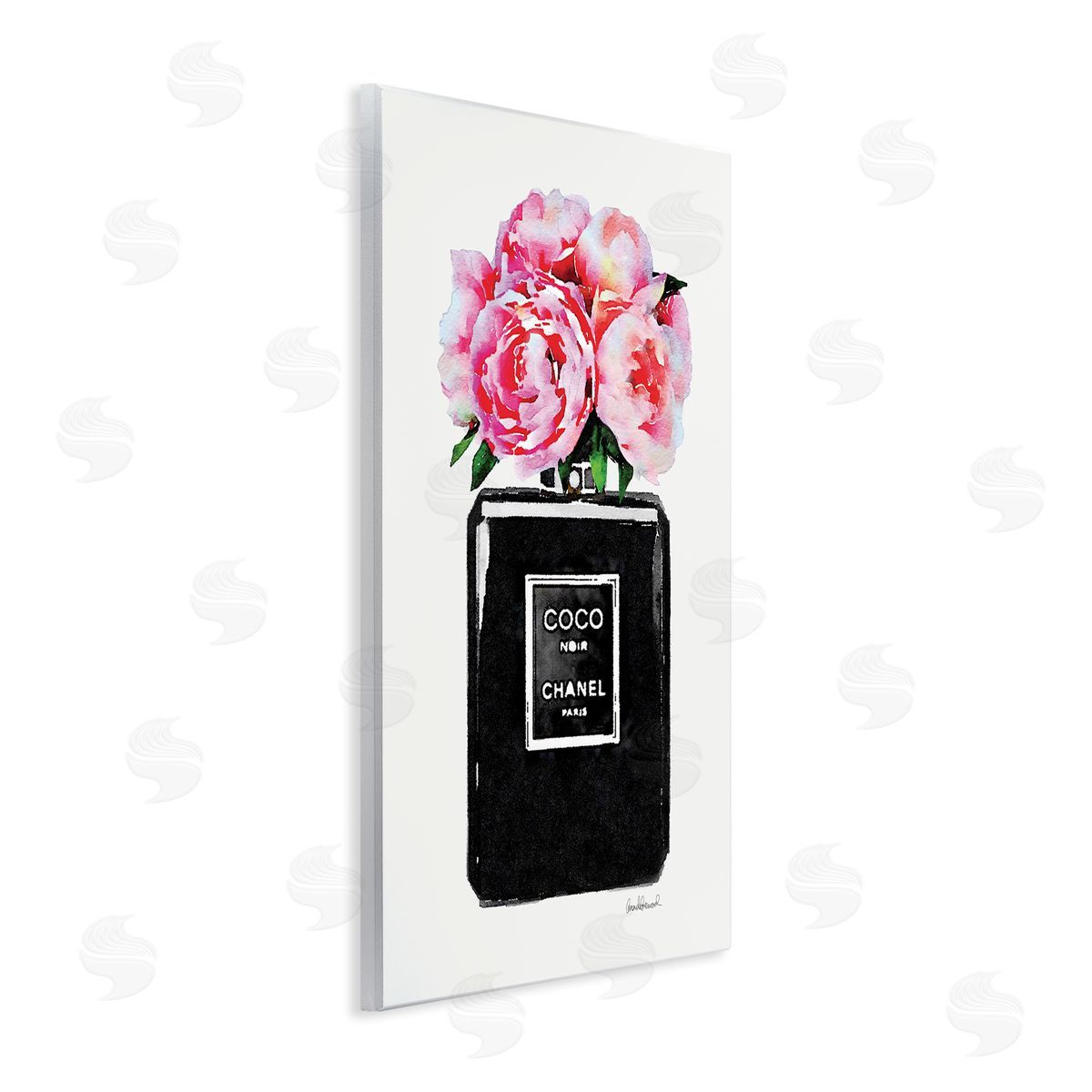Glam Perfume Bottle Flowers Wood Plaque Wall Art, Home Decor by Amanda Greenwood