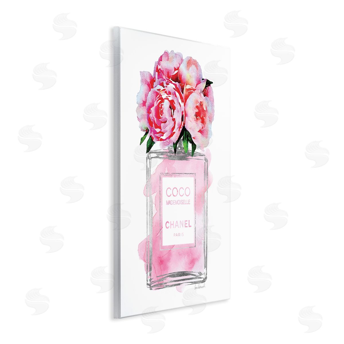 Glam Perfume Bottle with Roses Wood Plaque Wall Art, Home Decor by Amanda Greenwood