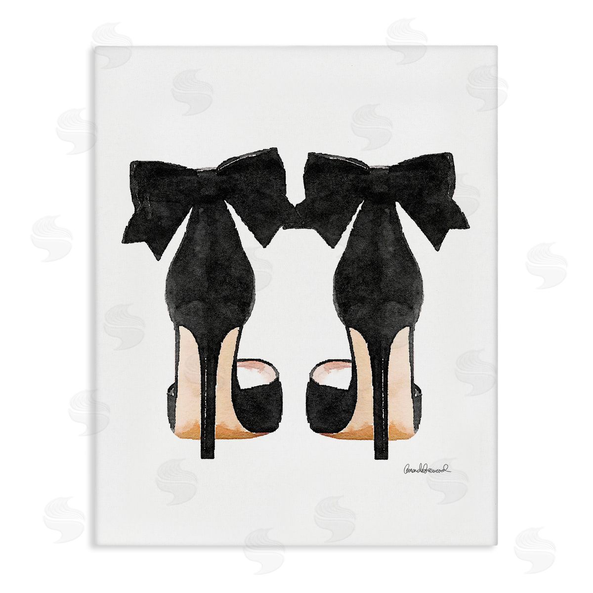 Glam Pumps Heels With Black Bow Canvas Wall Art, Home Decor by Amanda Greenwood