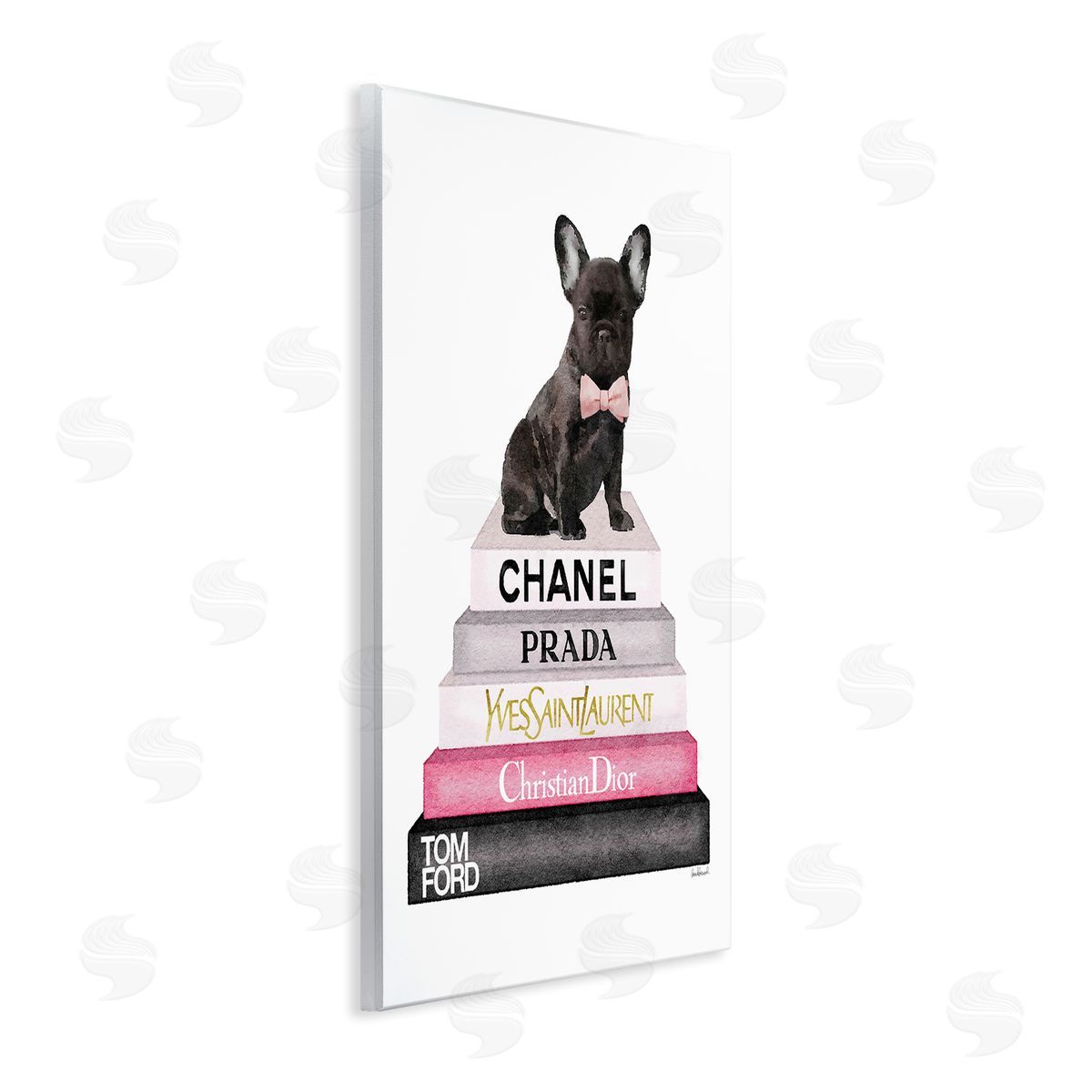 Book Stack Fashion French Bulldog Wood Plaque Wall Art, Home Decor by Amanda Greenwood