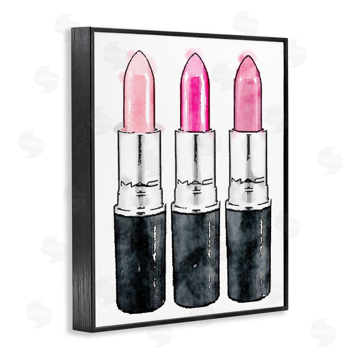 Three Pink Lipsticks Black Frame Print Wall Art, Home Decor by Amanda Greenwood