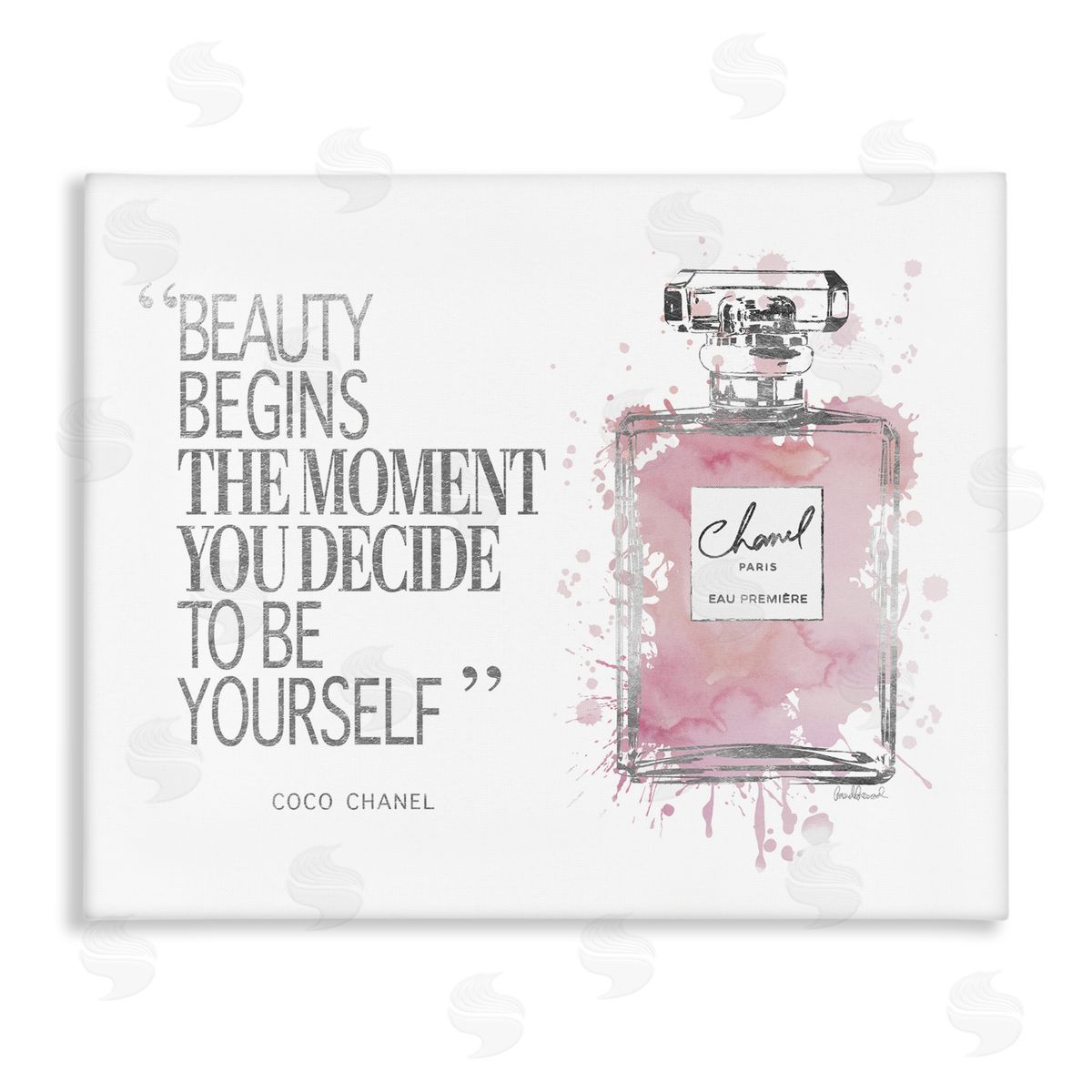 Beauty Begins Fashion Perfume Canvas Wall Art, Home Decor by Amanda Greenwood
