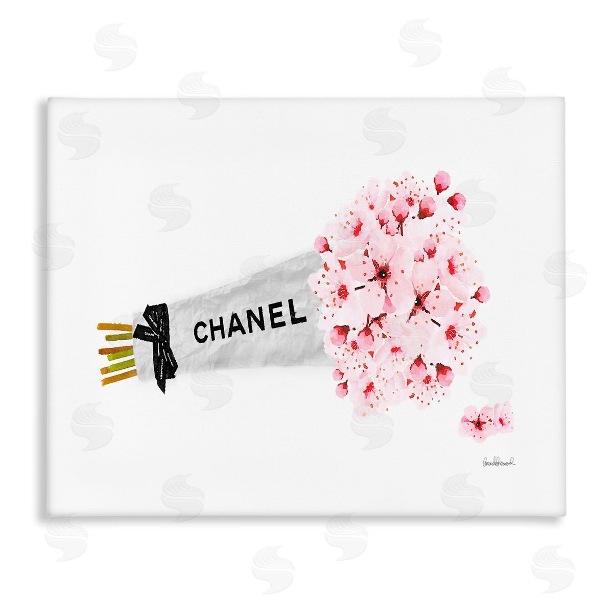 Fashion Wrapped Cherry Blossoms Canvas Wall Art, Home Decor by Amanda Greenwood