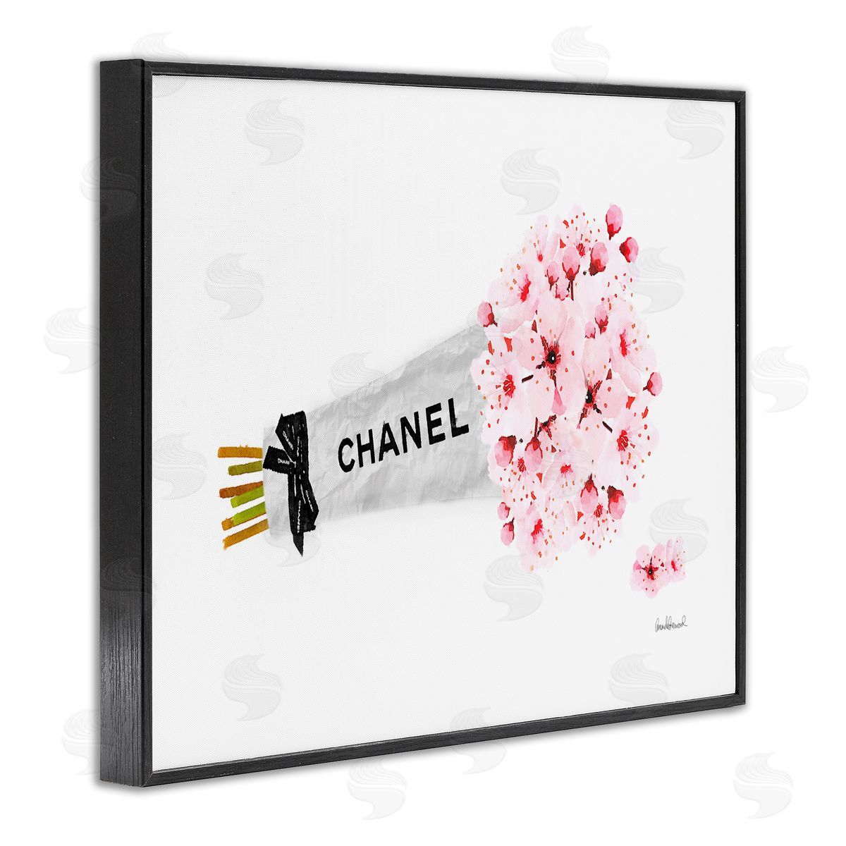 Fashion Wrapped Cherry Blossoms Black Frame Print Wall Art, Home Decor by Amanda Greenwood