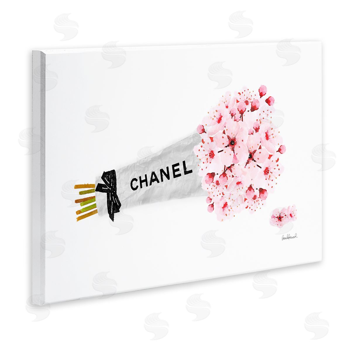 Fashion Wrapped Cherry Blossoms Wood Plaque Wall Art, Home Decor by Amanda Greenwood