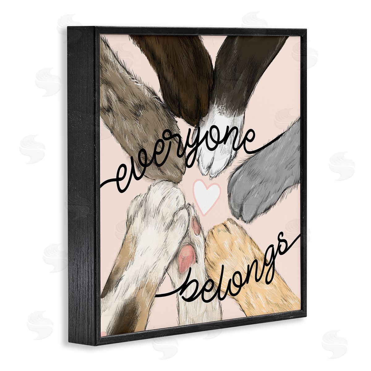 Stupell Studio Everyone Belongs Inclusivity Phrase Pet Cat Paws Black Framed Glicee Wall Art Print