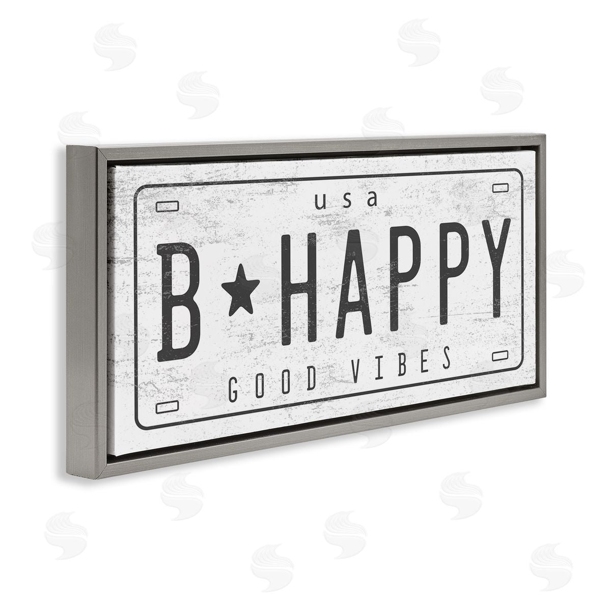 Stupell Studio B Happy Motivational Phrase Good Vibes License Plate