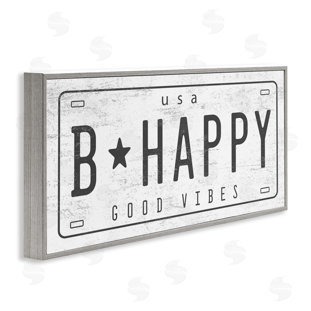 Stupell Studio B Happy Motivational Phrase Good Vibes License Plate