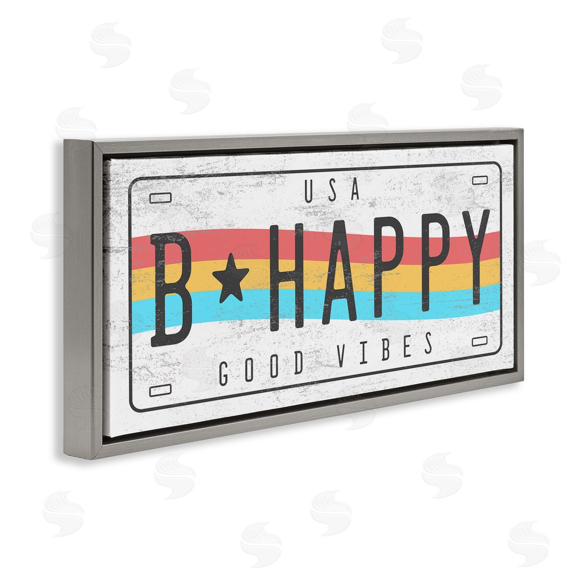 Stupell Studio B Happy Rainbow License Plate Good Vibes Sentiment