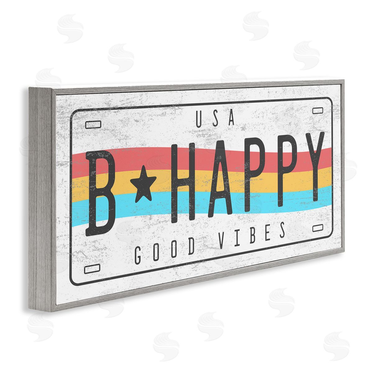 Stupell Studio B Happy Rainbow License Plate Good Vibes Sentiment