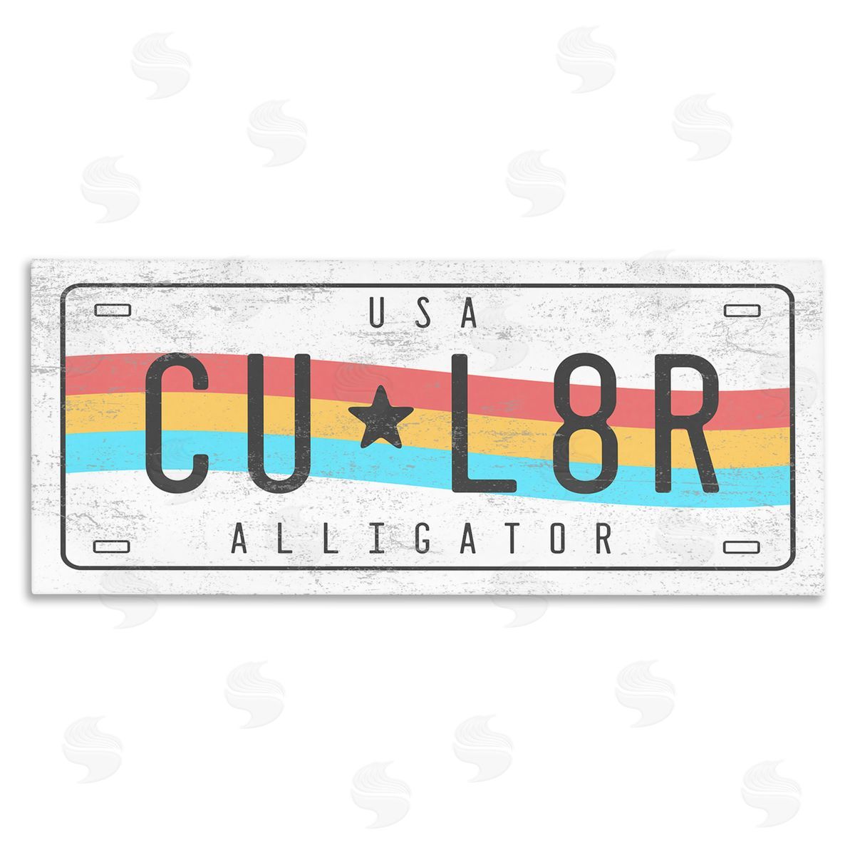 Stupell Studio CU L8R Alligator Rainbow License Plate Humor