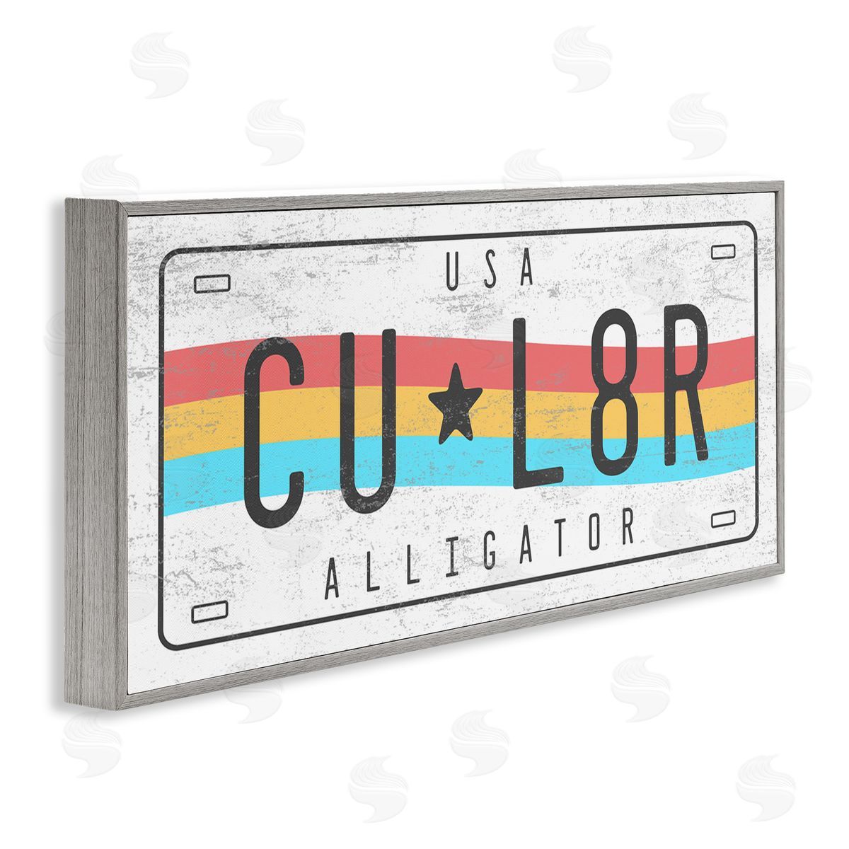 Stupell Studio CU L8R Alligator Rainbow License Plate Humor
