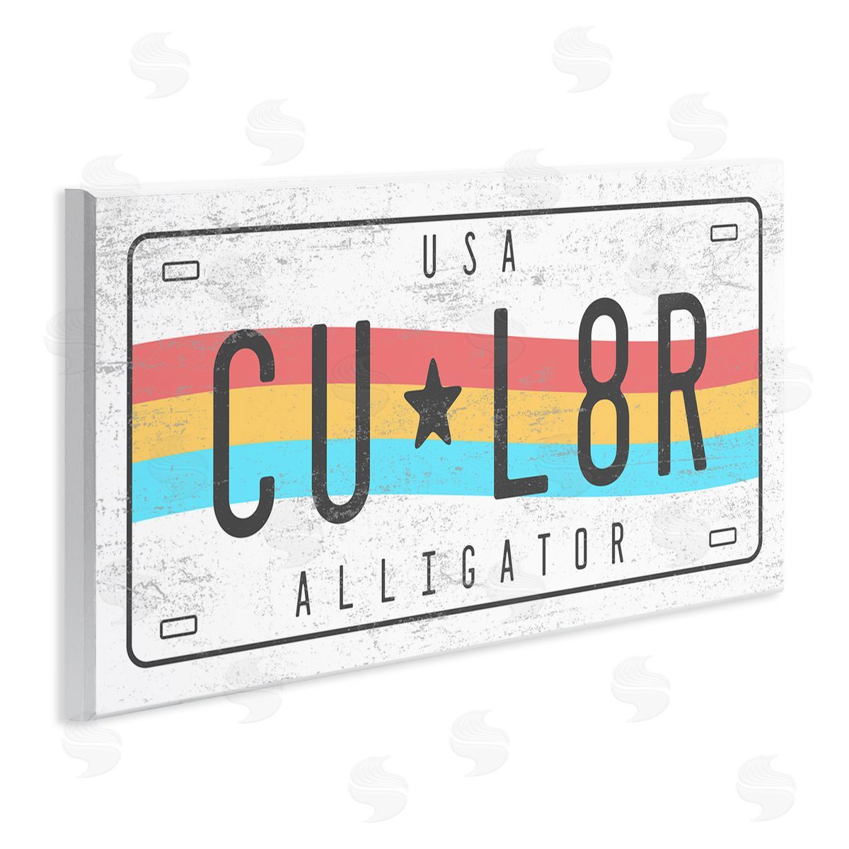 Stupell Studio CU L8R Alligator Rainbow License Plate Humor