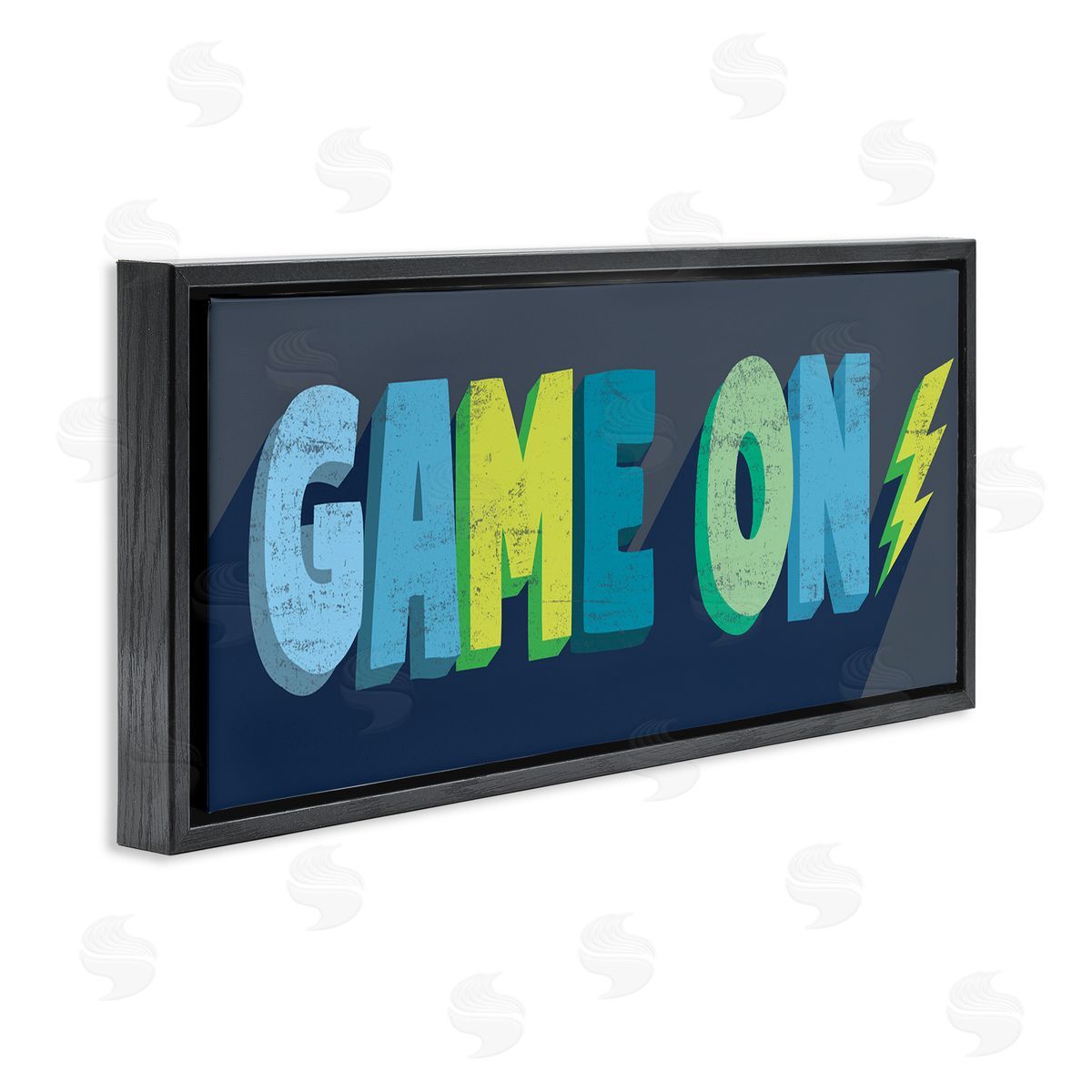 Stupell Studio Game On Phrase Green Yellow Lightening Bolt Typography