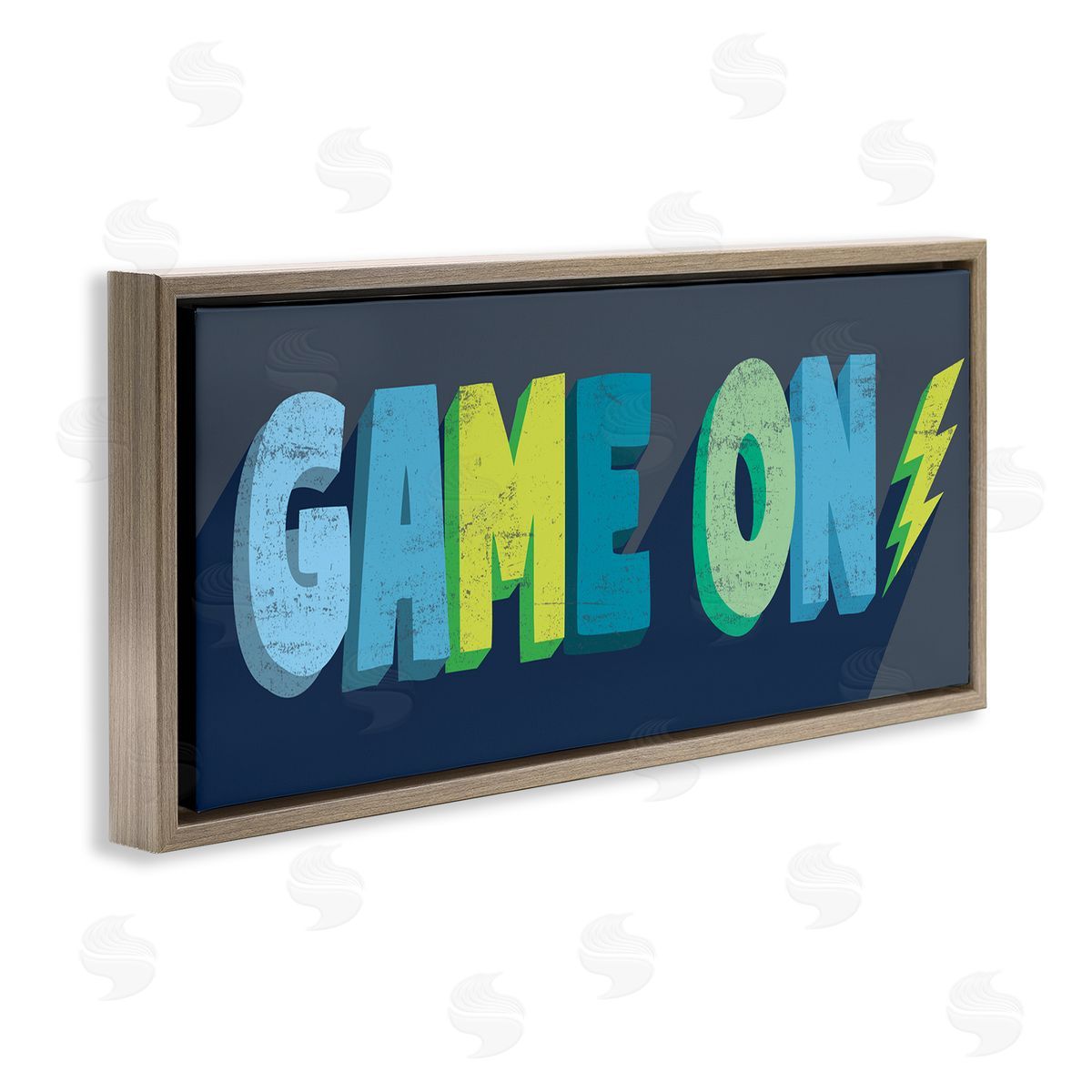 Stupell Studio Game On Phrase Green Yellow Lightening Bolt Typography