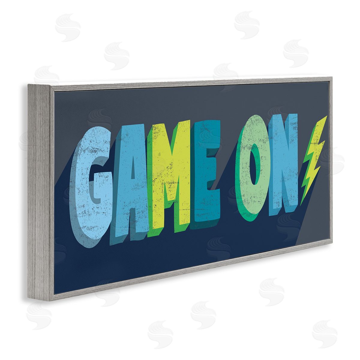 Stupell Studio Game On Phrase Green Yellow Lightening Bolt Typography