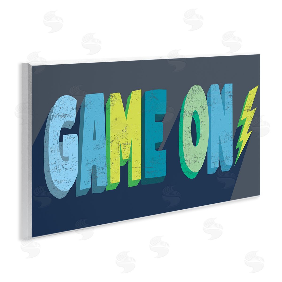 Stupell Studio Game On Phrase Green Yellow Lightening Bolt Typography