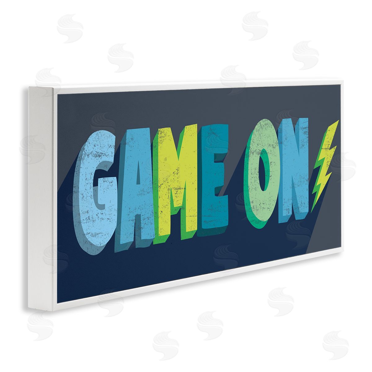 Stupell Studio Game On Phrase Green Yellow Lightening Bolt Typography