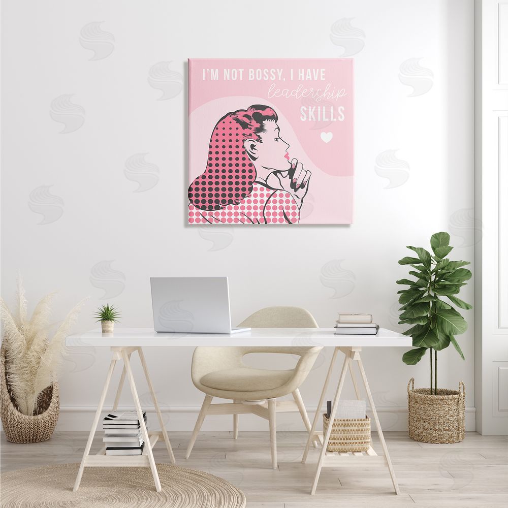 Stupell Studio I'm Not Bossy Leadership Phrase Retro Pop Female Canvas Wall Art in Room