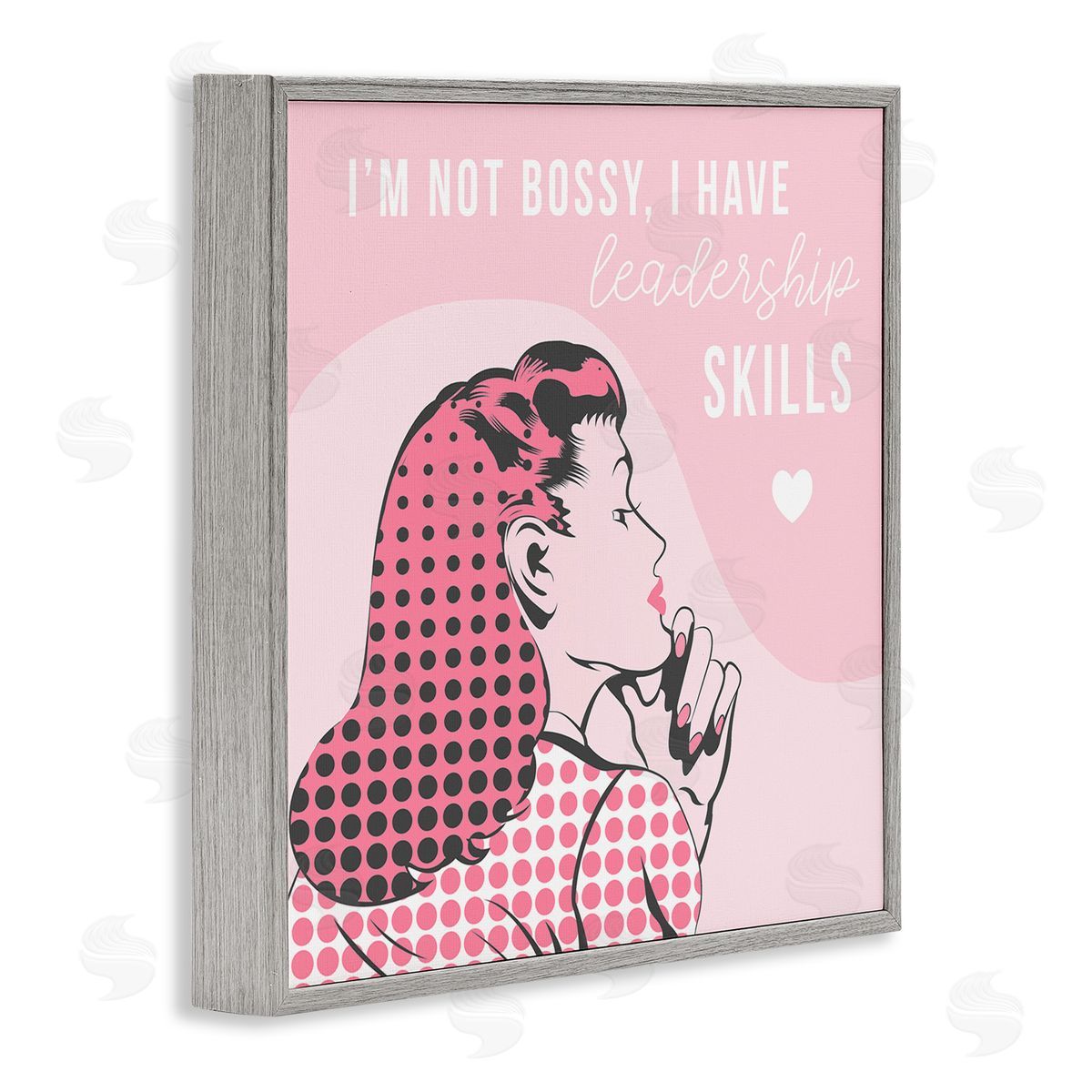 Stupell Studio I'm Not Bossy Leadership Phrase Retro Pop Female Gray Framed Glicee Wall Art Print