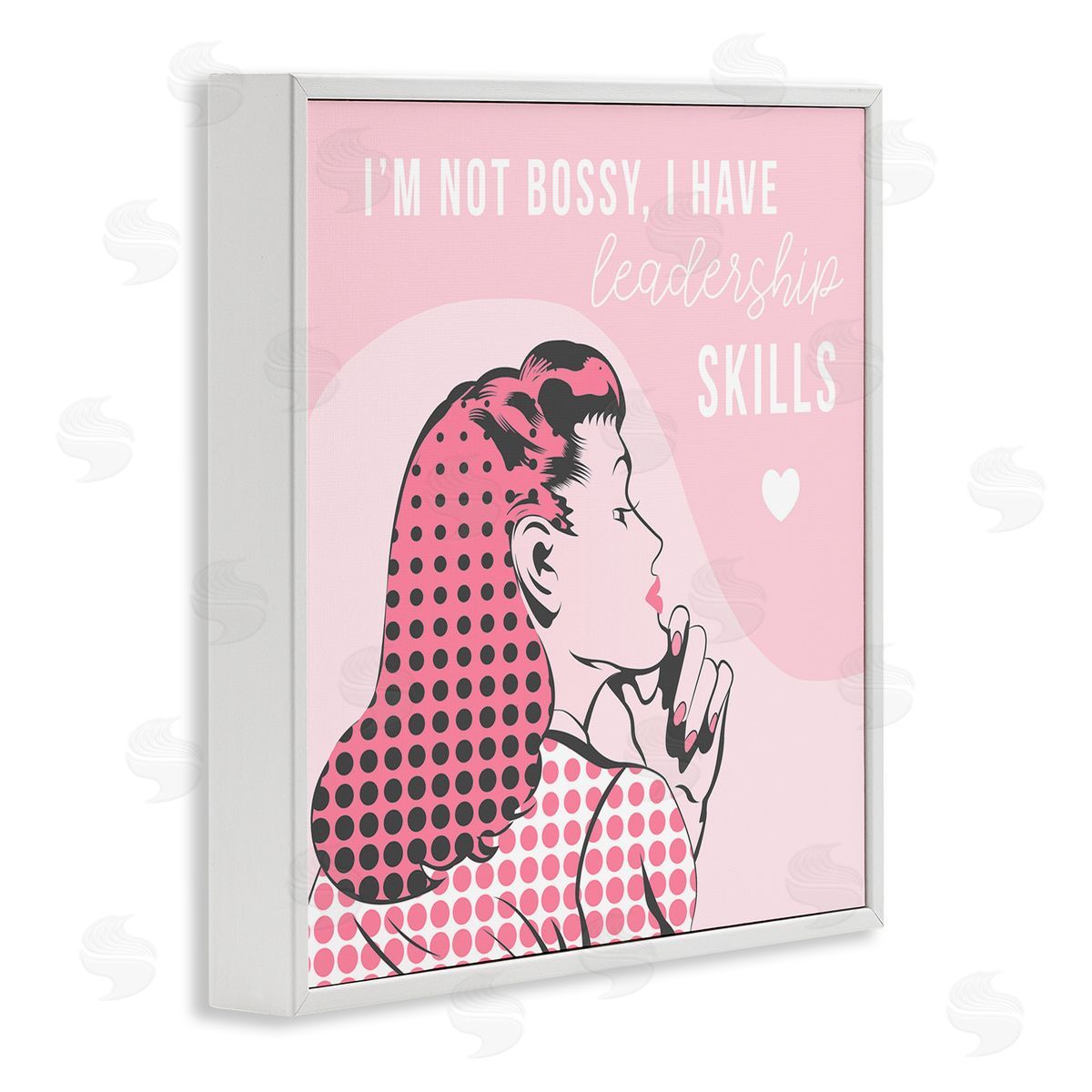 Stupell Studio I'm Not Bossy Leadership Phrase Retro Pop Female White Framed Glicee Wall Art Print