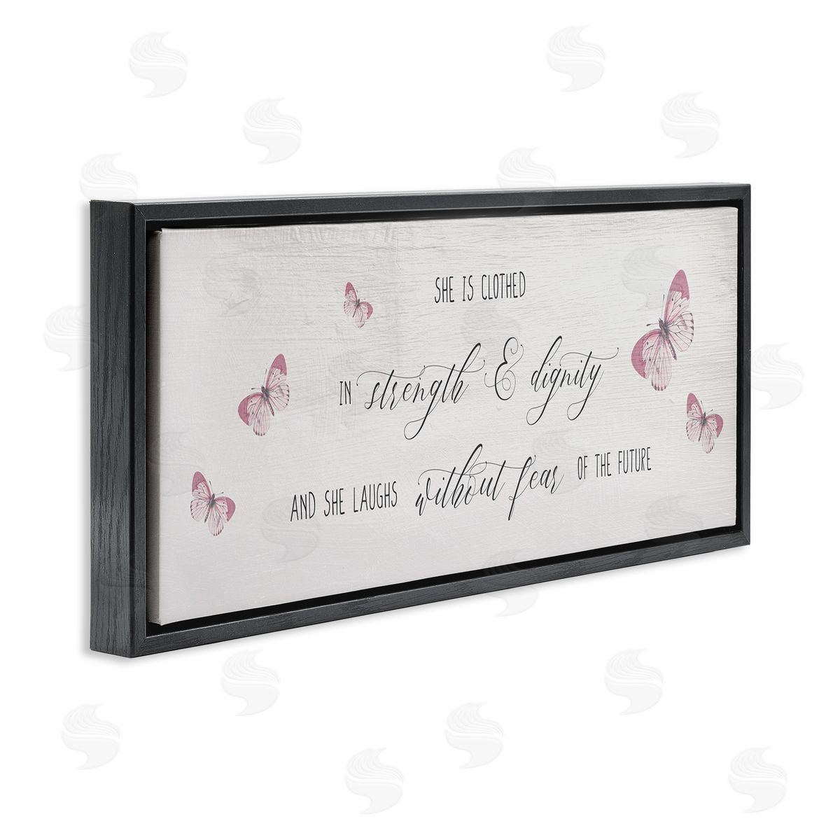 Stupell Studio Clothed in Strength and Dignity Phrase Pink Butterflies