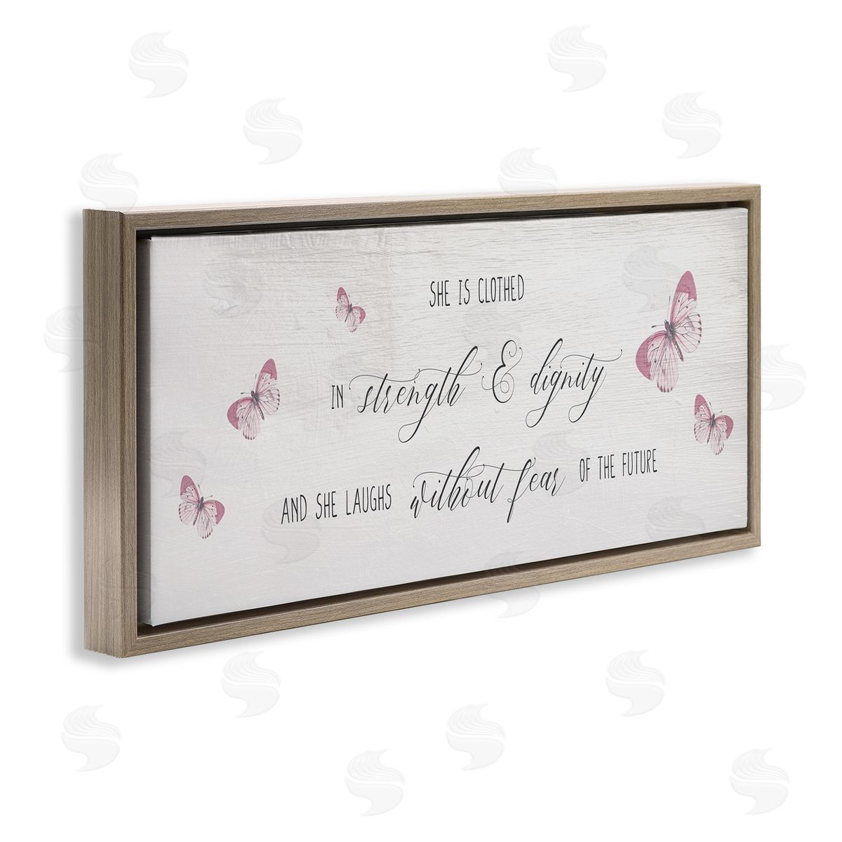 Stupell Studio Clothed in Strength and Dignity Phrase Pink Butterflies