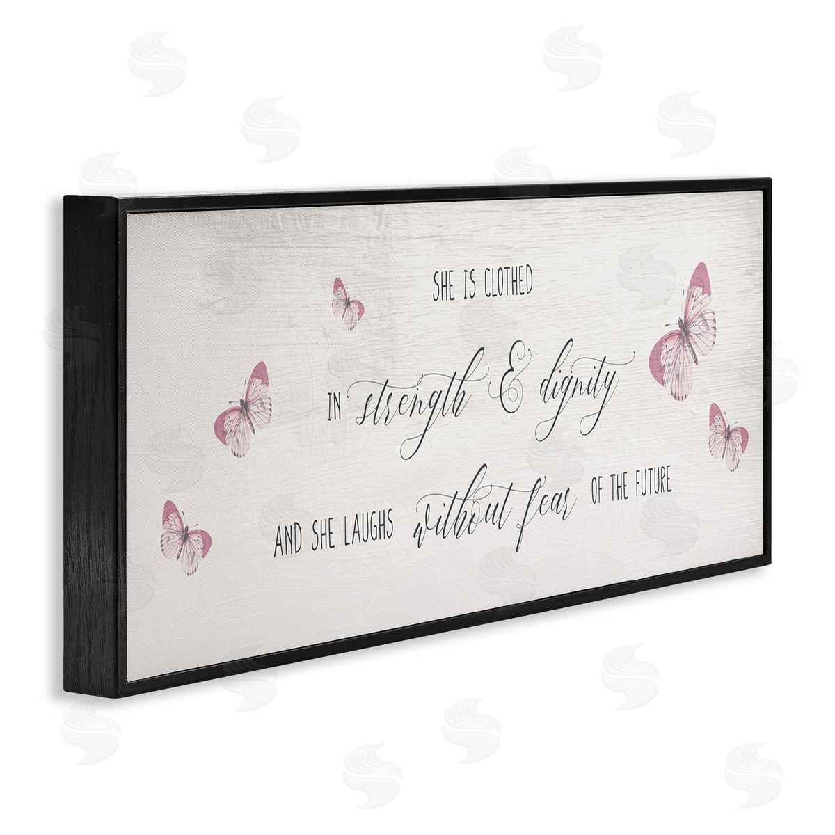 Stupell Studio Clothed in Strength and Dignity Phrase Pink Butterflies