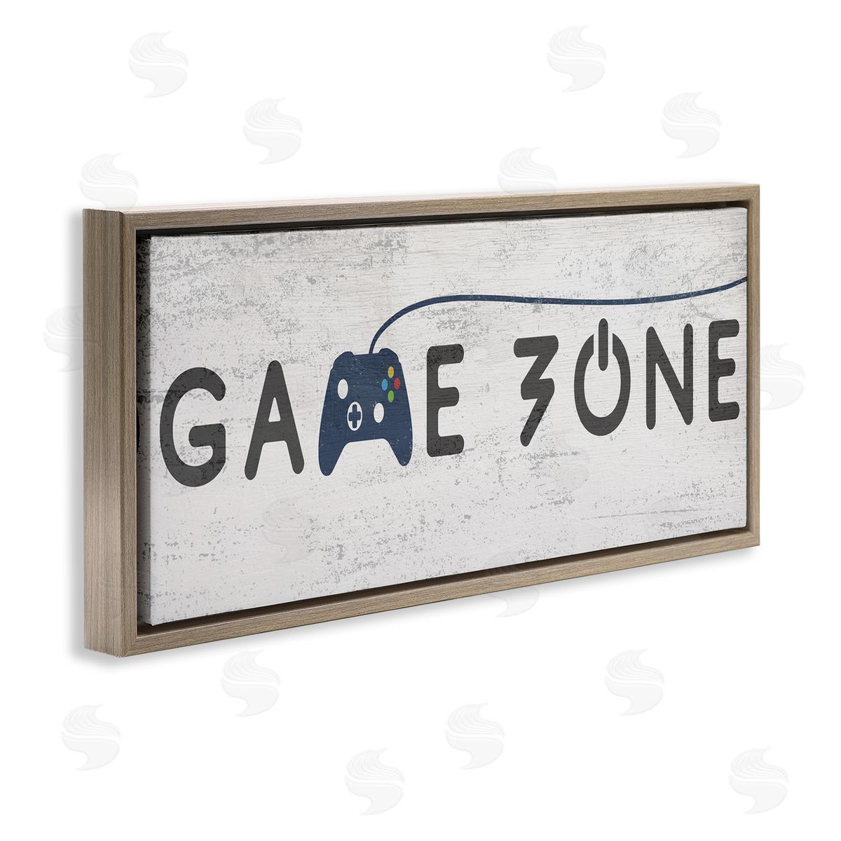 Stupell Studio Game Zone Video Gamer Phrase Rustic Blue Controller